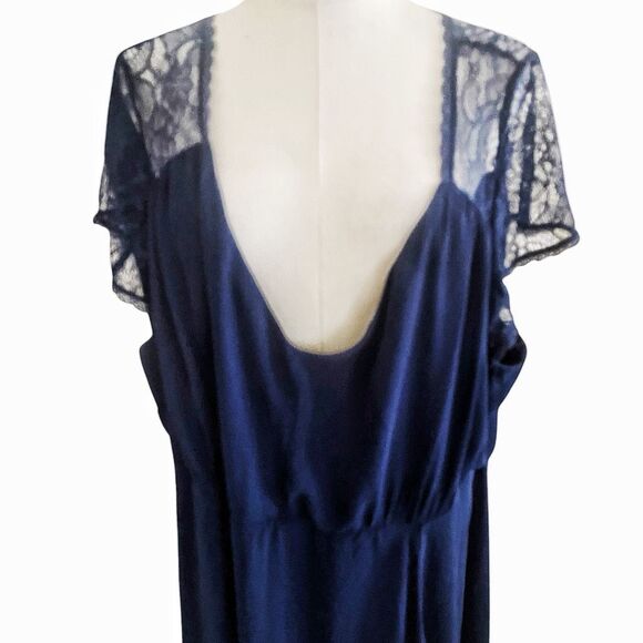 Torrid Plus Size Blue Lace Yoke Midi Dress Size 26 - Picture 2 of 5